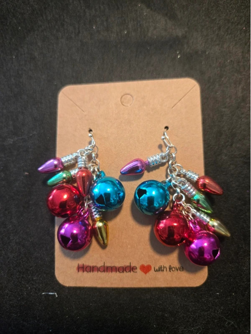 Colorful Handmade Dangle Earrings with Multicolor Beads and Bells